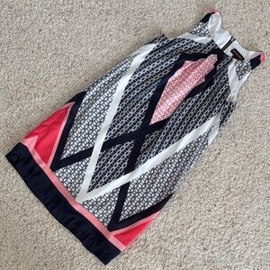 Dana Buchman Navy and White Patterned Dress